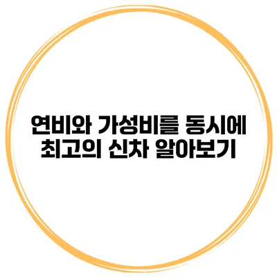 연비와 가성비를 동시에 최고의 신차 알아보기
