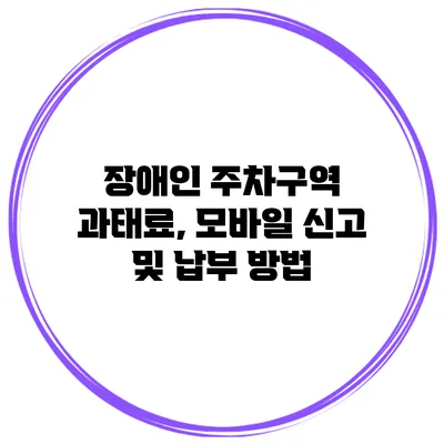 장애인 주차구역 과태료, 모바일 신고 및 납부 방법