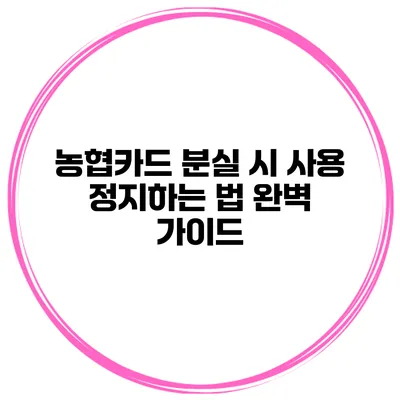 농협카드 분실 시 사용 정지하는 법 완벽 가이드